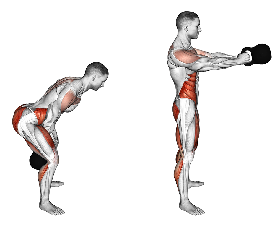 Какие мышцы качаются при беге. Махи гирей мышцы спины. Махи гири мышцы. Упражнения для плеч с гирями. Упражнение махи гирей.